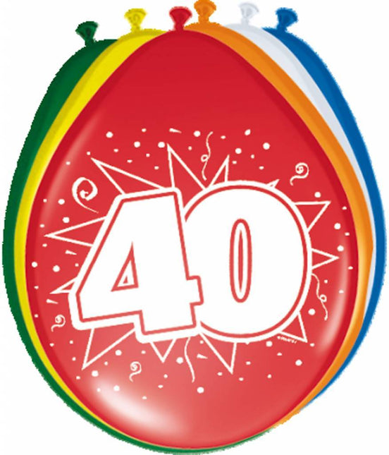 Ballonnen 40 Jaar 30cm 8st - Partywinkel - 8714572082402