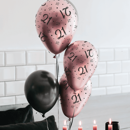 Ballonnen 40 Jaar Rose Zwart 30cm 8st van Paper Dreams koop je bij Partywinkel