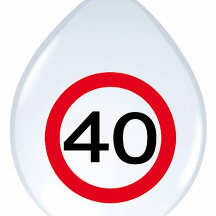Ballonnen 40 Jaar Verkeersbord 30cm 8st - Partywinkel - 8714572053815