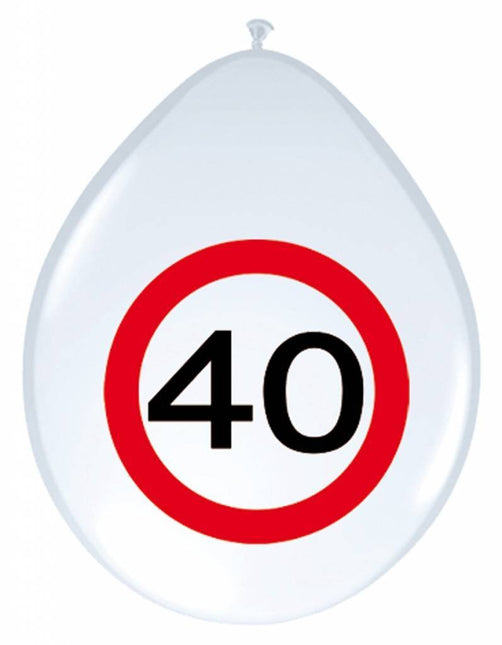 Ballonnen 40 Jaar Verkeersbord 30cm 8st - Partywinkel - 8714572053815