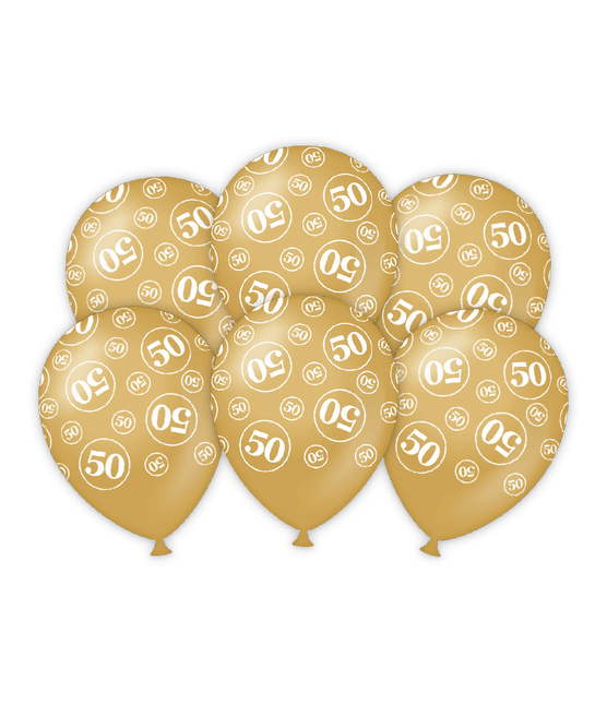 Ballonnen 50 Jaar 30cm 6st van Paper Dreams koop je bij Partywinkel