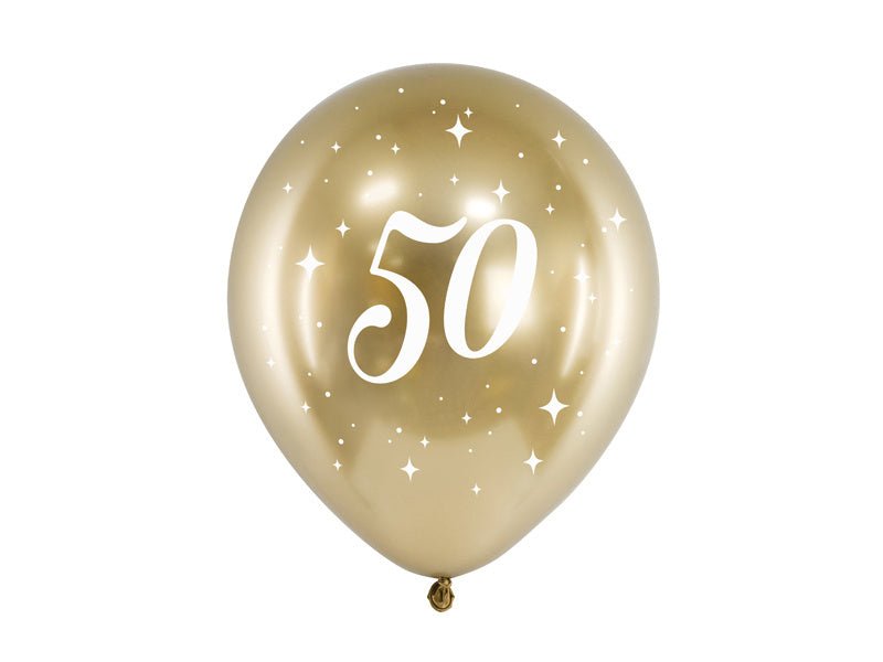 Ballonnen 50 Jaar Goud 30cm 6st van Partydeco koop je bij Partywinkel
