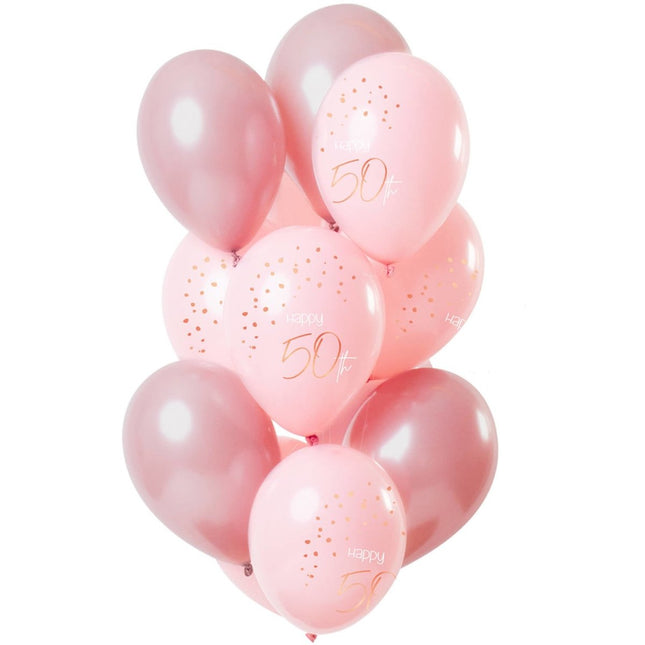 Ballonnen 50 Jaar Rose Goud 30cm 12st van Folat koop je bij Partywinkel