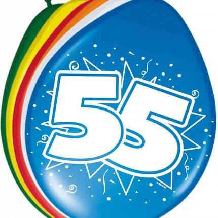Ballonnen 55 Jaar 30cm 8st - Partywinkel - 8714572082266