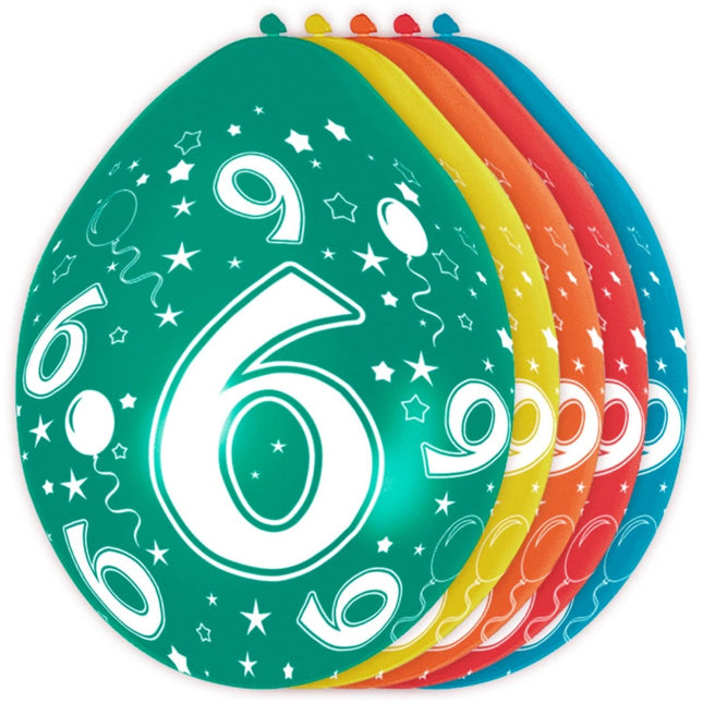 Ballonnen 6 Jaar Versiering 30cm 5st van Folat koop je bij Partywinkel