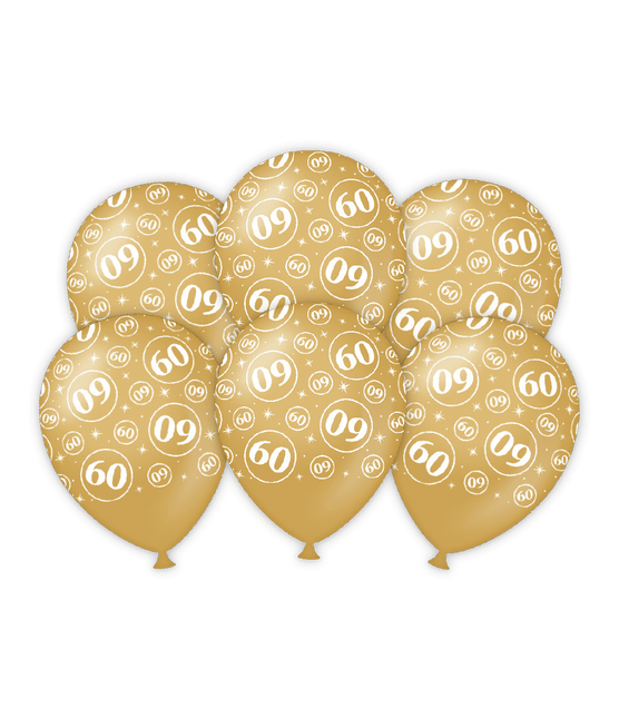 Ballonnen 60 Jaar 30cm 6st van Paper Dreams koop je bij Partywinkel