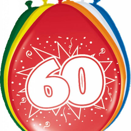 Ballonnen 60 Jaar 30cm 8st - Partywinkel - 8714572082600