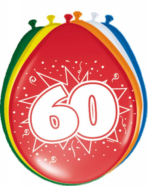 Ballonnen 60 Jaar 30cm 8st - Partywinkel - 8714572082600