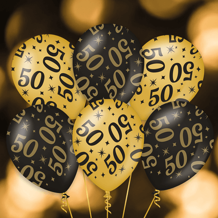 Ballonnen 60 Jaar Goud Zwart 30cm 6st van Paper Dreams koop je bij Partywinkel