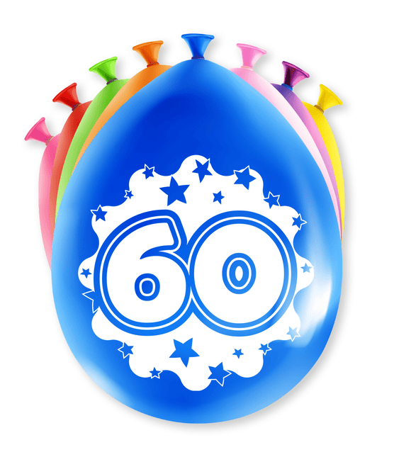 Ballonnen 60 Jaar Hoera 30cm 8st van Paper Dreams koop je bij Partywinkel