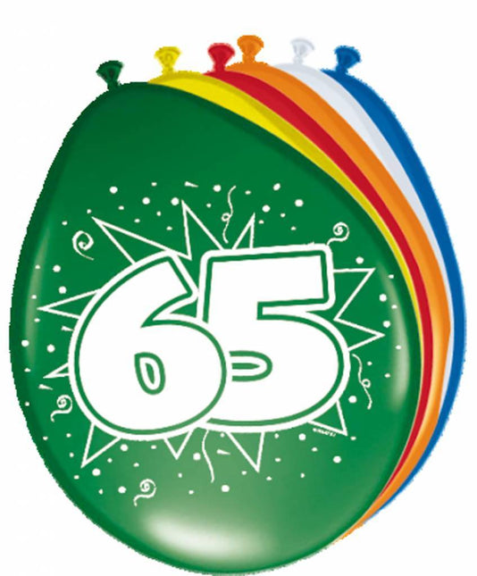 Ballonnen 65 Jaar 30cm 8st - Partywinkel - 8714572082655