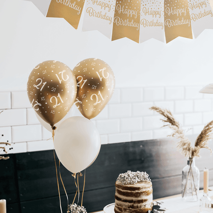 Ballonnen 70 Jaar Goud Wit 30cm 8st van Paper Dreams koop je bij Partywinkel