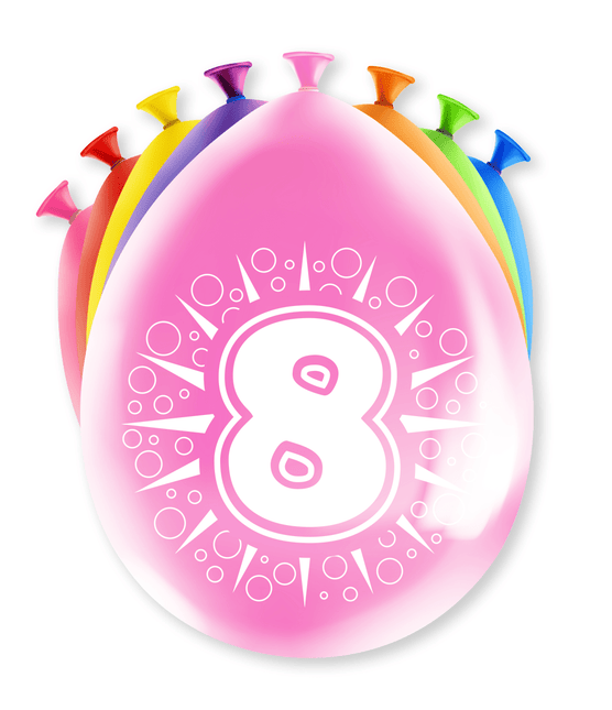Ballonnen 8 Jaar Hoera 30cm 8st van Paper Dreams koop je bij Partywinkel