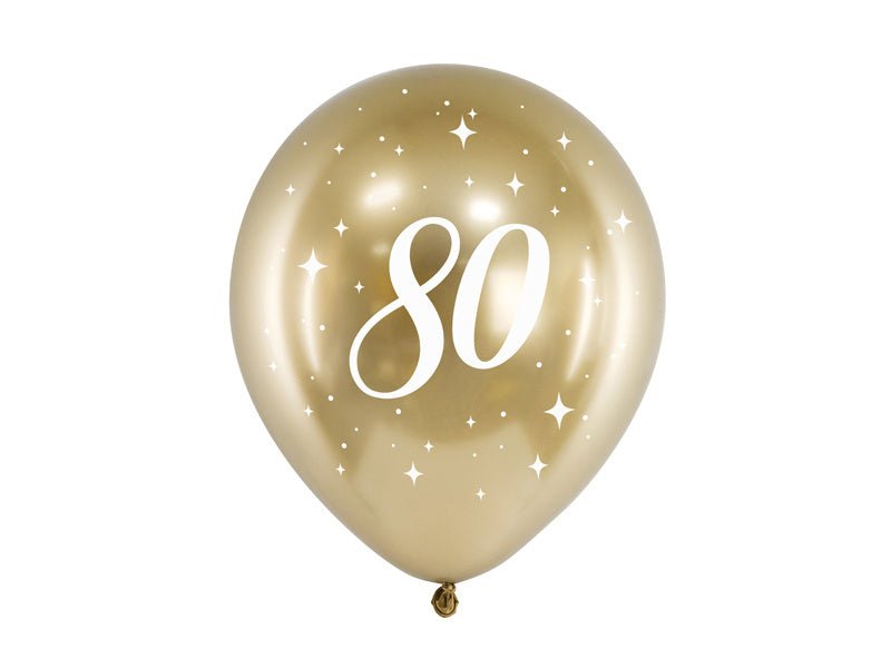 Ballonnen 80 Jaar Goud 30cm 6st van Partydeco koop je bij Partywinkel