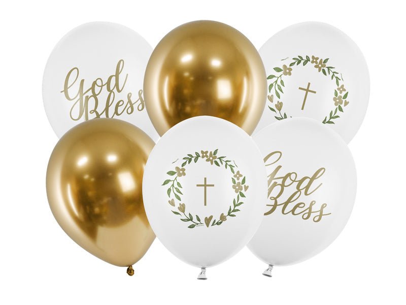 Ballonnen God Bless Mix 30cm 6st van Partydeco koop je bij Partywinkel