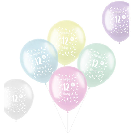 Ballonnen Happy 12Th Bday 33cm 6st van Folat koop je bij Partywinkel