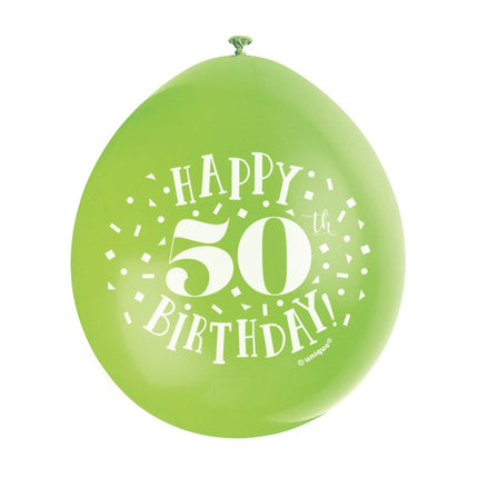 Ballonnen Happy Birthday 50 Jaar 28cm 10st van Unique koop je bij Partywinkel