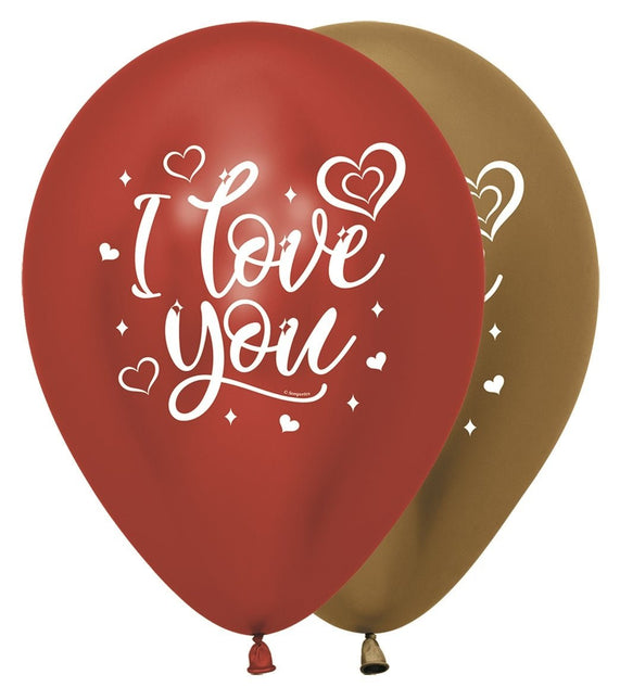 Ballonnen I Love You Sparkly Reflex Mix 30cm 25st van Sempertex koop je bij Partywinkel