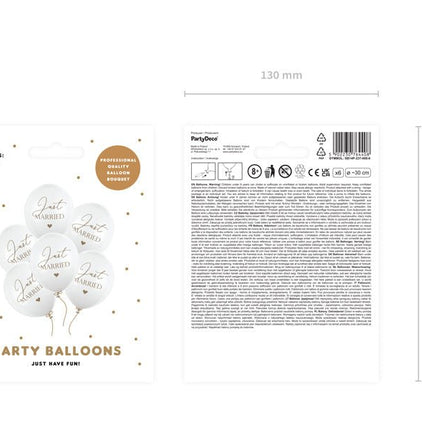 Ballonnen Just Married 30cm 6st van Partydeco koop je bij Partywinkel