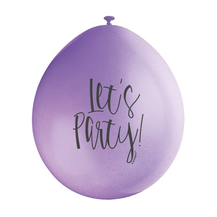 Ballonnen Lets Party 28cm 10st van Unique koop je bij Partywinkel