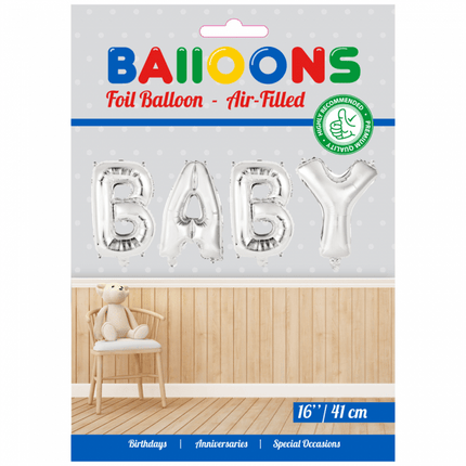 Ballonnen Letter Set Baby Zilver 41cm van WeFiesta koop je bij Partywinkel