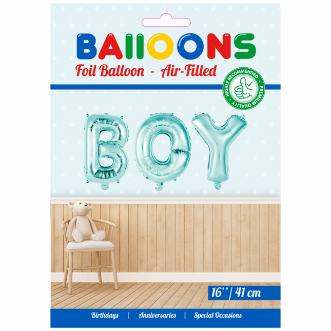 Ballonnen Letter Set Boy Blauw 41cm van WeFiesta koop je bij Partywinkel