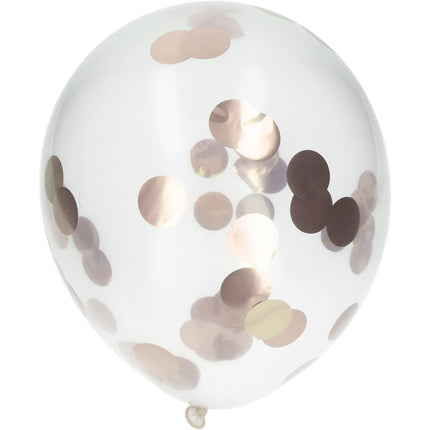 Ballonnen met Rosé Goudkleurige Confetti 30cm - 4 stuks van Folat koop je bij Partywinkel
