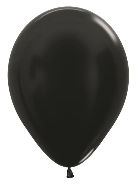 Ballonnen Metallic Black 30cm 50st van Sempertex koop je bij Partywinkel