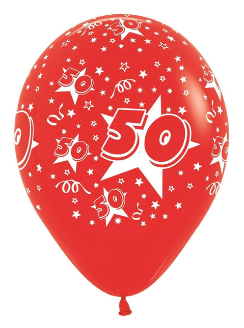 Ballonnen Number 50 Mix 30cm 25st van Sempertex koop je bij Partywinkel