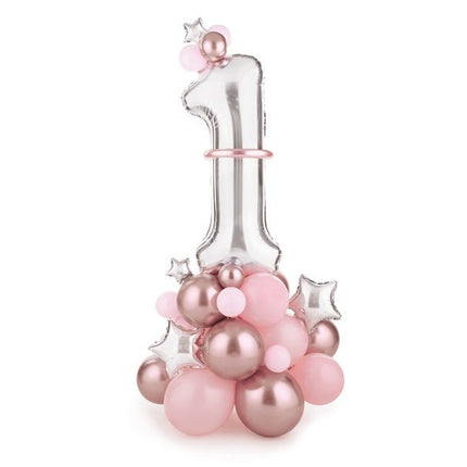 Ballonnen Set 1 Jaar Roze 1,4m van Partydeco koop je bij Partywinkel
