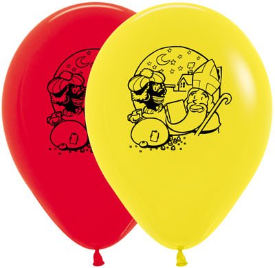 Ballonnen Sint en Piet Black Print Mix 30cm 25st van Sempertex koop je bij Partywinkel