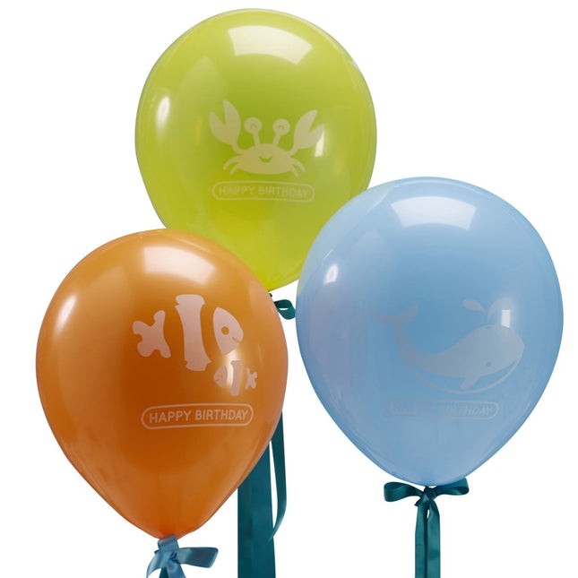 Ballonnen Zeedieren 22cm 3st van Ginger Ray koop je bij Partywinkel