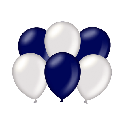 Ballonnen Zilver/Donker Blauw Metallic 30cm 6st van Paper Dreams koop je bij Partywinkel
