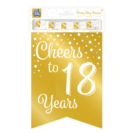 Banner 18 Jaar Goud Wit 6m van Paper Dreams koop je bij Partywinkel