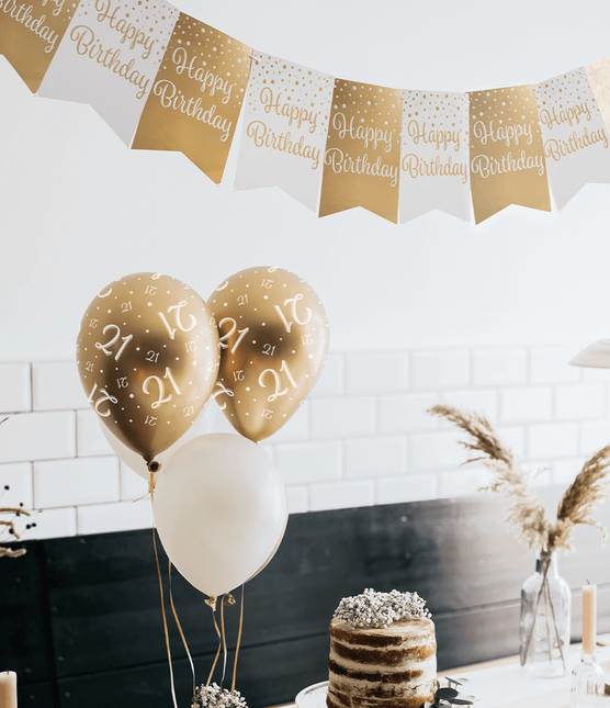 Banner 21 Jaar Goud Wit 6m van Paper Dreams koop je bij Partywinkel