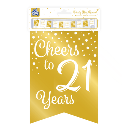 Banner 21 Jaar Goud Wit 6m van Paper Dreams koop je bij Partywinkel