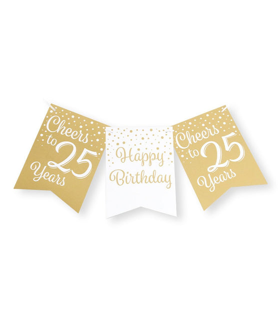 Banner 25 Jaar Goud Wit 6m van Paper Dreams koop je bij Partywinkel