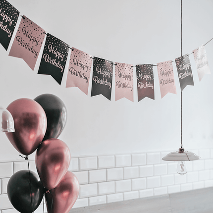 Banner 25 Jaar Roze Zwart 6m van Paper Dreams koop je bij Partywinkel