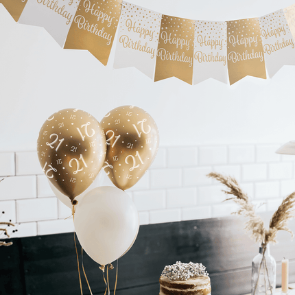 Banner 40 Jaar Goud Wit 6m van Paper Dreams koop je bij Partywinkel