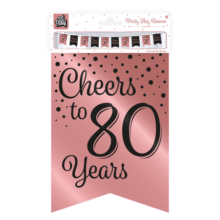 Banner 80 Jaar Roze Zwart 6m van Paper Dreams koop je bij Partywinkel