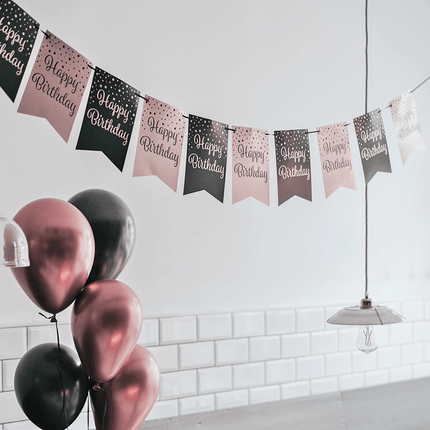 Banner 80 Jaar Roze Zwart 6m van Paper Dreams koop je bij Partywinkel