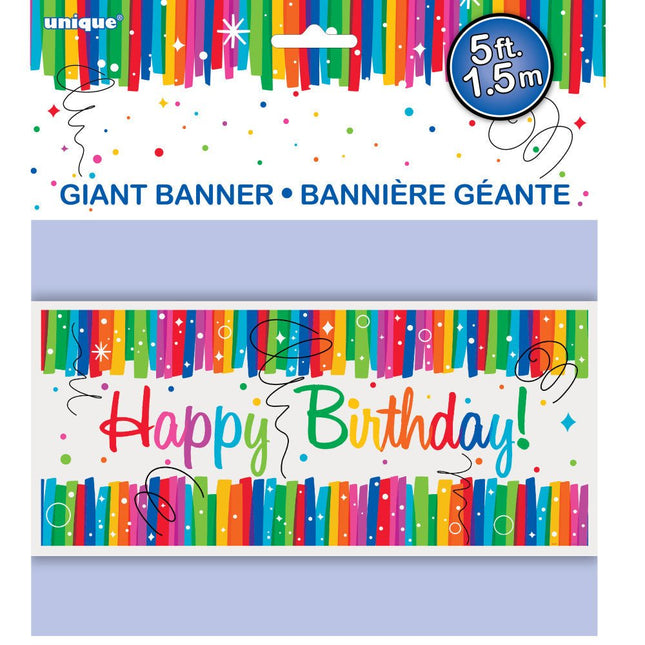Banner Happy Birthday Regenboog 1,52m van Unique koop je bij Partywinkel