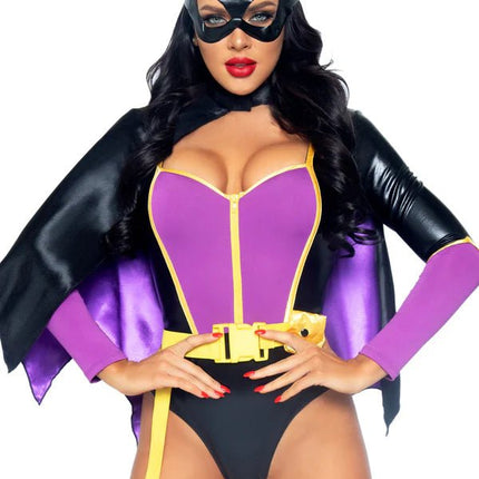 Batgirl Kostuum Zwart Paars Dames Bodysuit Leg Avenue - Partywinkel - 714718557281