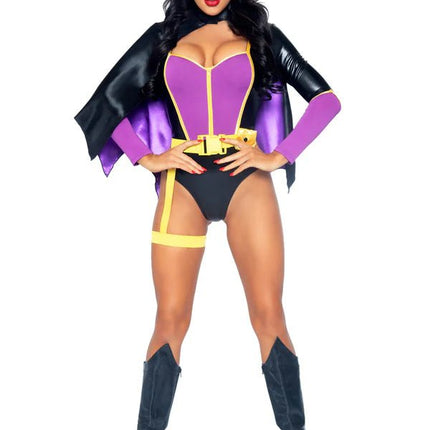 Batgirl Kostuum Zwart Paars Dames Bodysuit Leg Avenue - Partywinkel - 714718557281