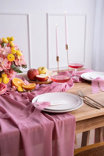 Runner da tavolo rosa 5m