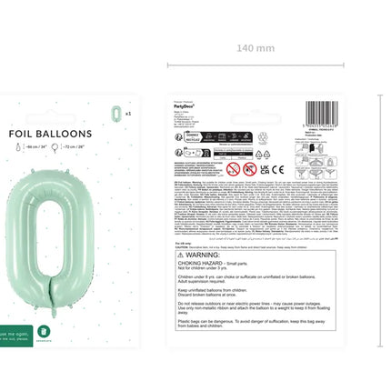 Palloncino 0 Year Figure Verde menta 72 cm