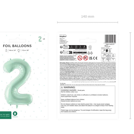 Palloncino figura 2 anni verde menta 72 cm