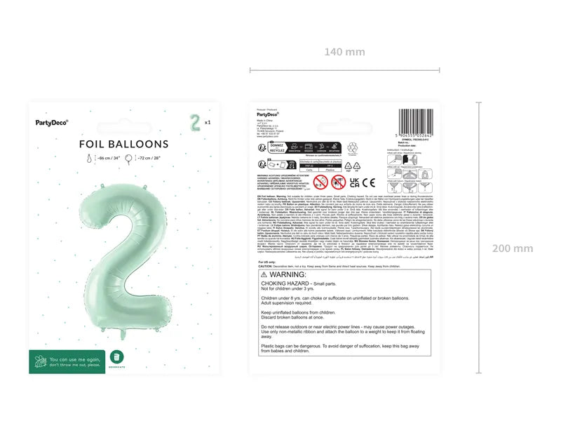 Palloncino figura 2 anni verde menta 72 cm