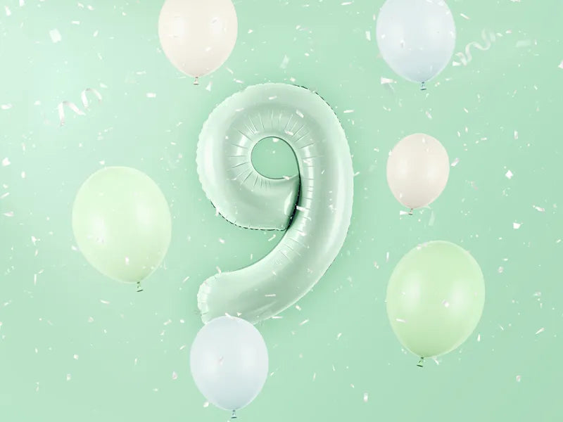 Palloncino 9 anni verde menta vuoto 72 cm