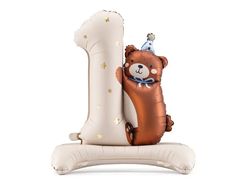 Pallone numero 1 anno con orso standard81 x 72 cm